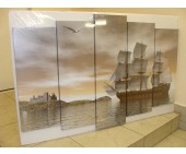Модульная картина 5 частей 120x80 №208 Корабль у замка