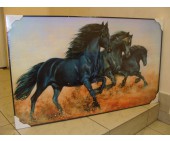 Картина премиум 60Х100 №1 Бегущие черные лошади